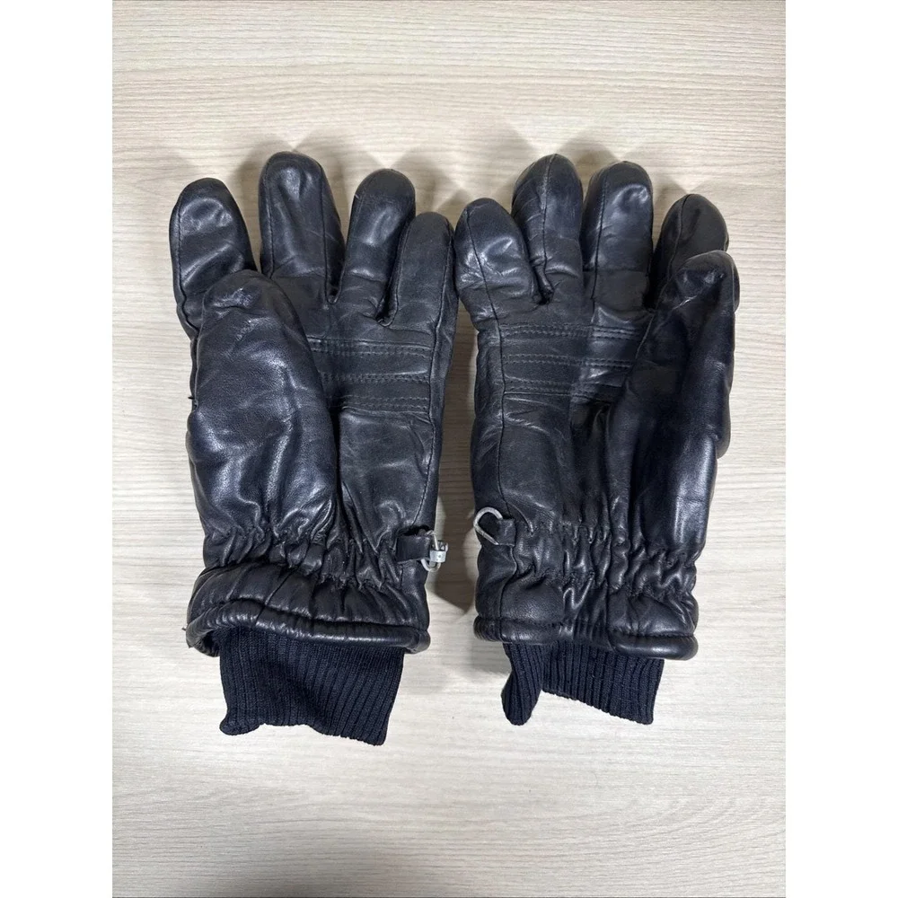 VTG‎ Kombi Ladies Medium Winter Ski Gloves Black Genuine Leather Made In Japan